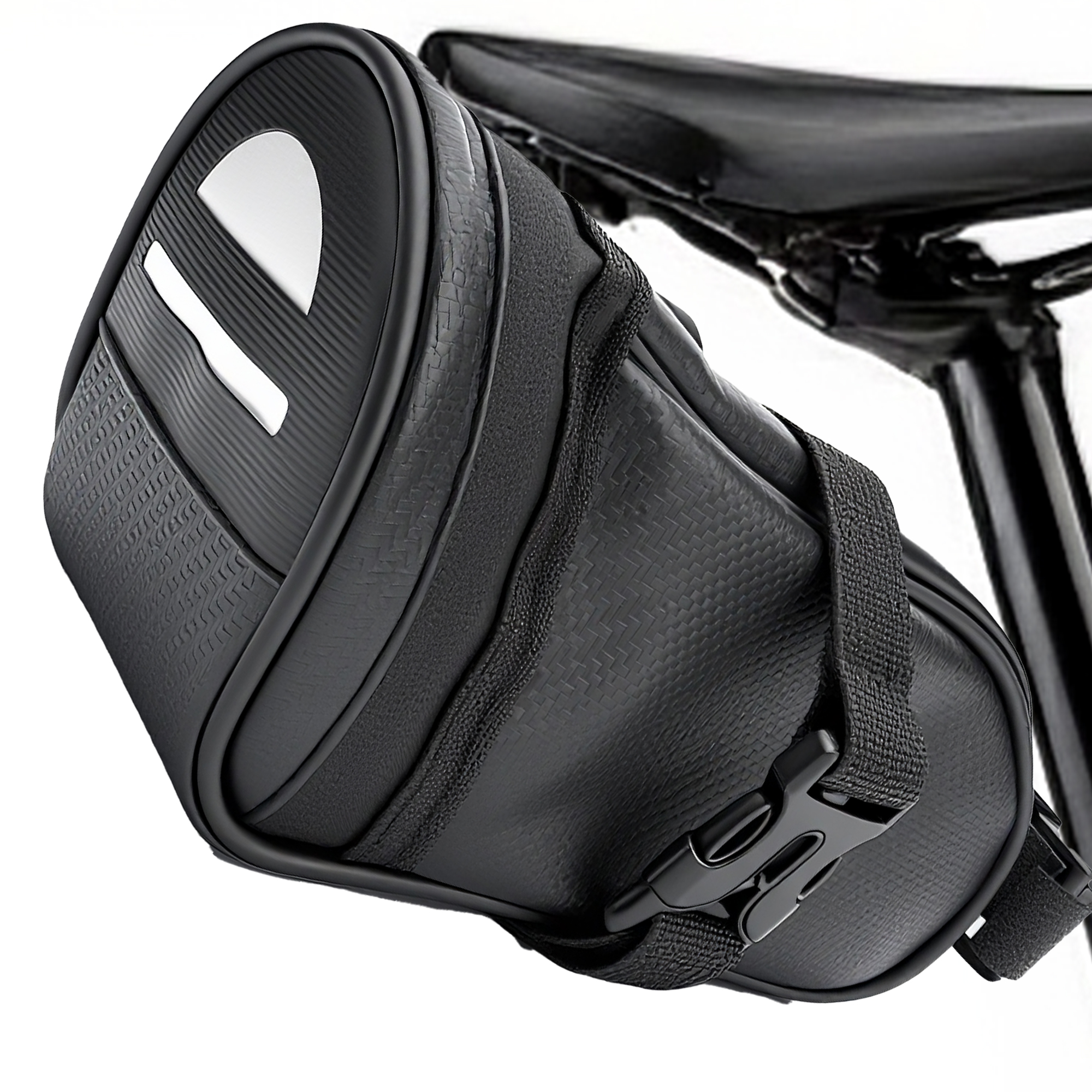 Bike Seat Bag– Waterproof Bicycle Saddle Bag with Reflective Strip, Compact Under Seat Bike Pouch for Road & Mountain Bikes