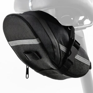 Bike Bag Under Seat – Waterproof Bicycle Saddle Bag with Reflective Strip, Compact Under Seat Bike Pouch for Road & Mountain Bikes