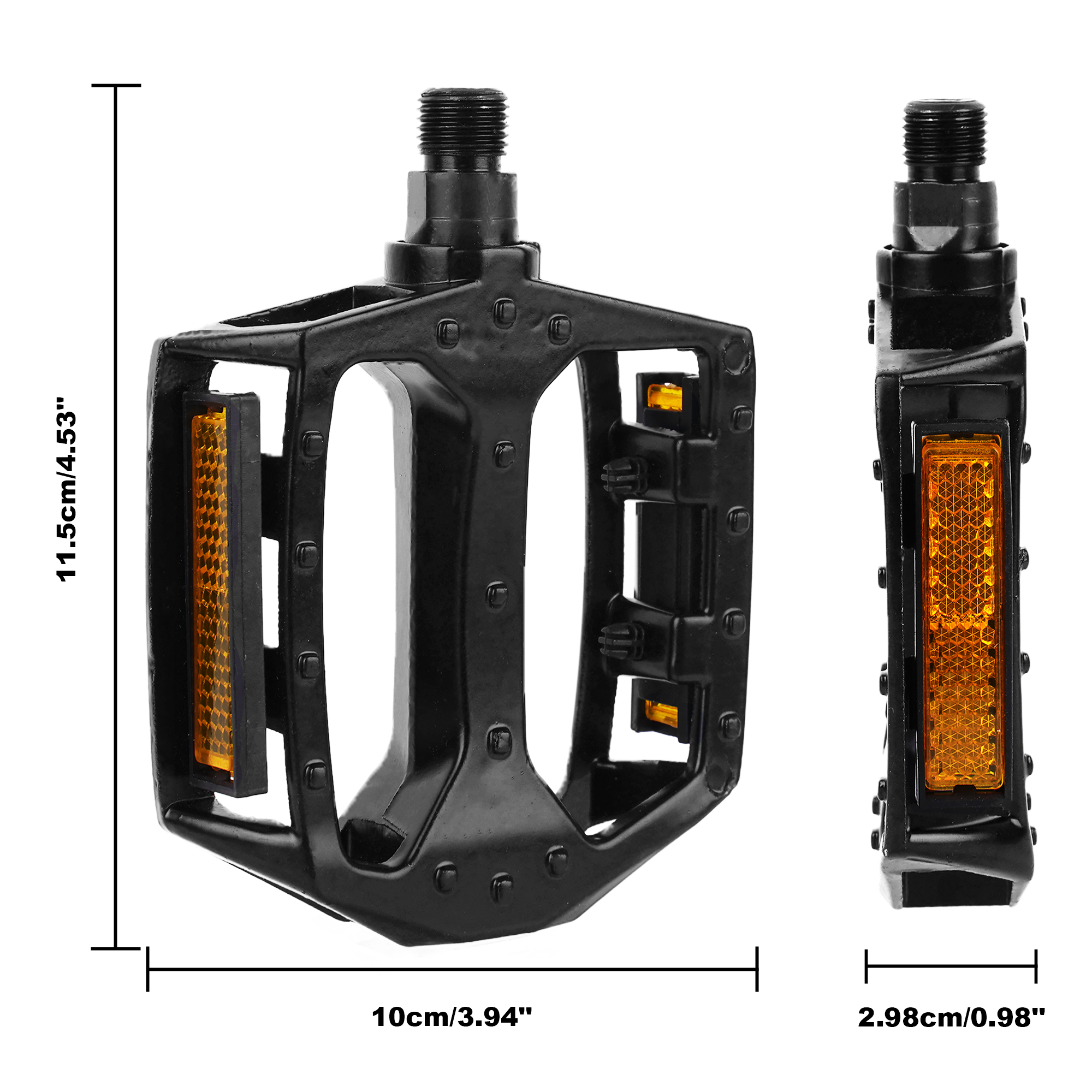 Bicycle Pedals 9/16" Lightweight Flat Pedals with Reflective Strips, Anti-Slip Design for Mountain, Road, BMX, Gravel, and E-Bikes - Image 3