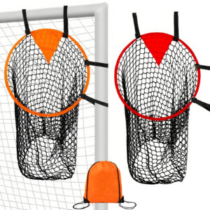 Soccer Goal Corner Target Nets with Bag 2-Pack – Orange & Red High-Visibility Accuracy Trainers with Catch Net, Adjustable Straps, Portable Shooting Targets for Kids & Adults
