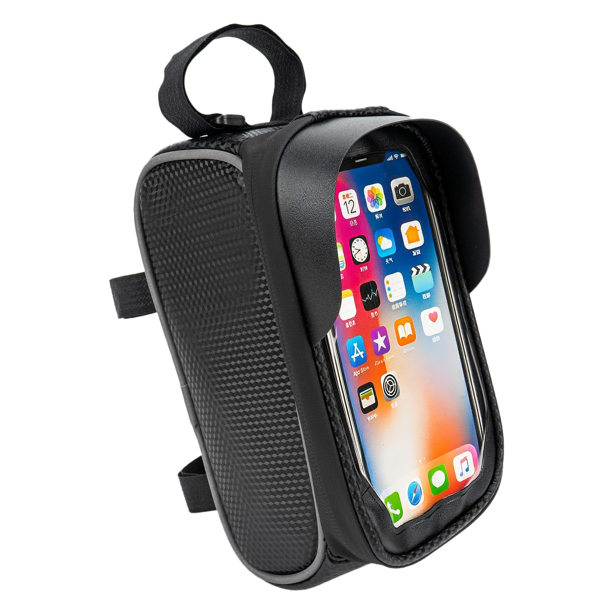 Phone Mount for Bike, Waterproof Bicycle Phone Holder Bag with Sun Visor, Touchscreen Phone Case Fits Up to 7Inch Phones, Bike Frame Bag for Cycling Accessories