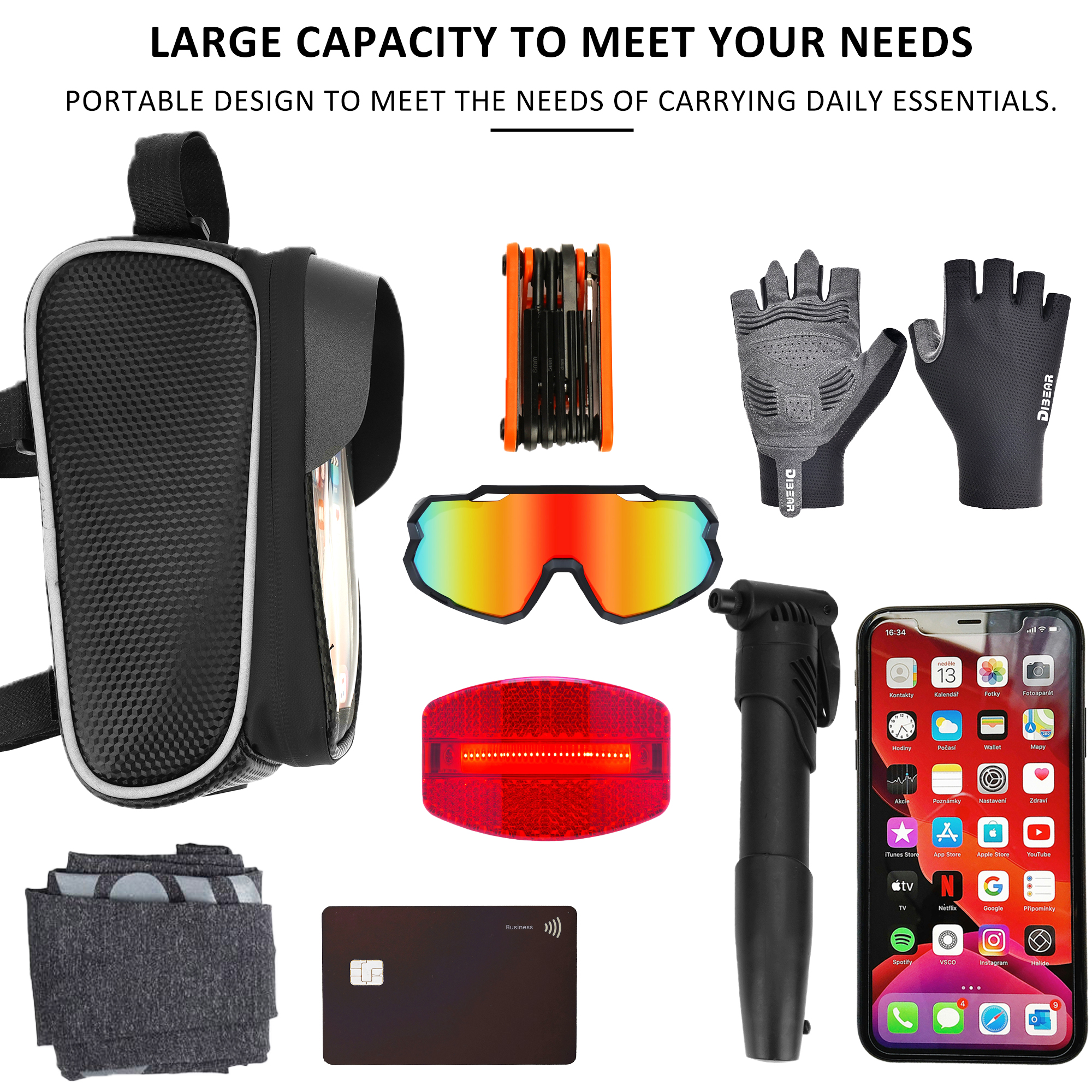 Phone Mount for Bike, Waterproof Bicycle Phone Holder Bag with Sun Visor, Touchscreen Phone Case Fits Up to 7Inch Phones, Bike Frame Bag for Cycling Accessories - Image 3