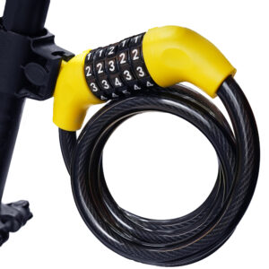 4-Digit Combination Bike Cable Lock, Portable Resettable Steel Cable, Yellow
