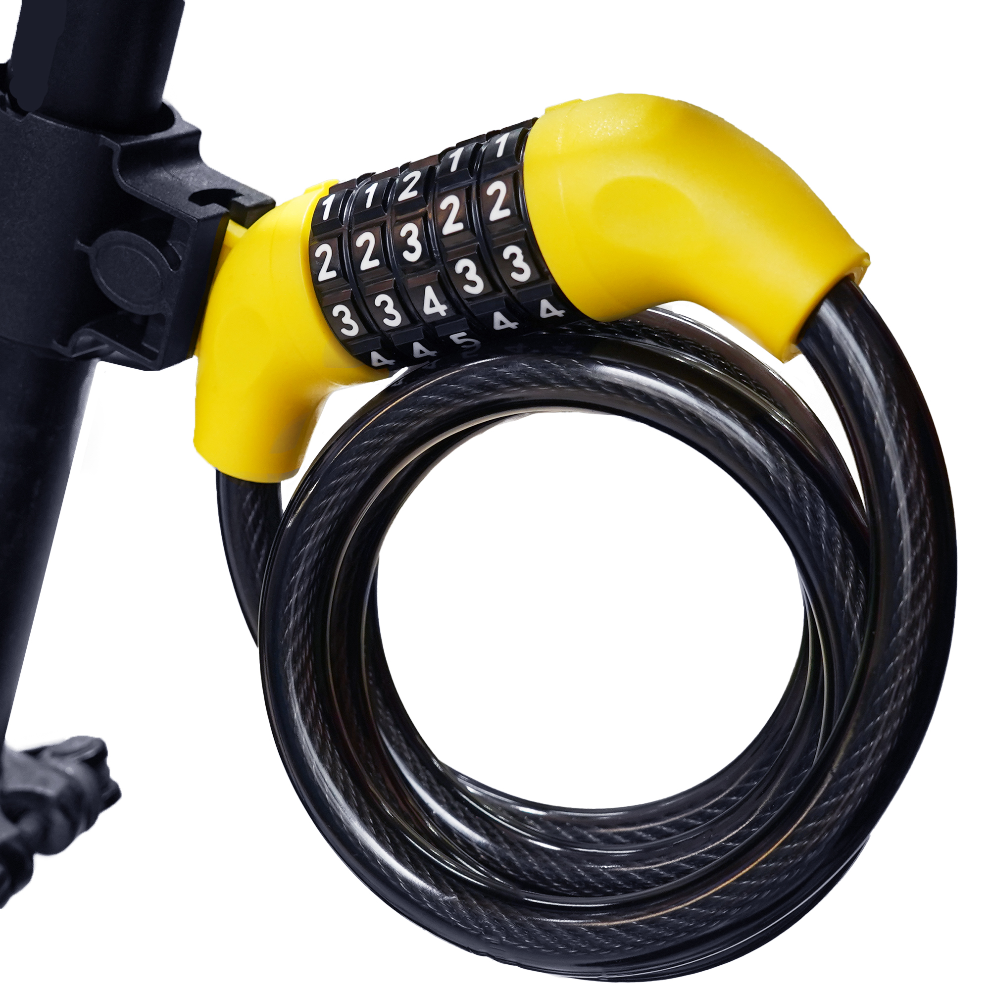 4-Digit Combination Bike Cable Lock, Portable Resettable Steel Cable, Yellow