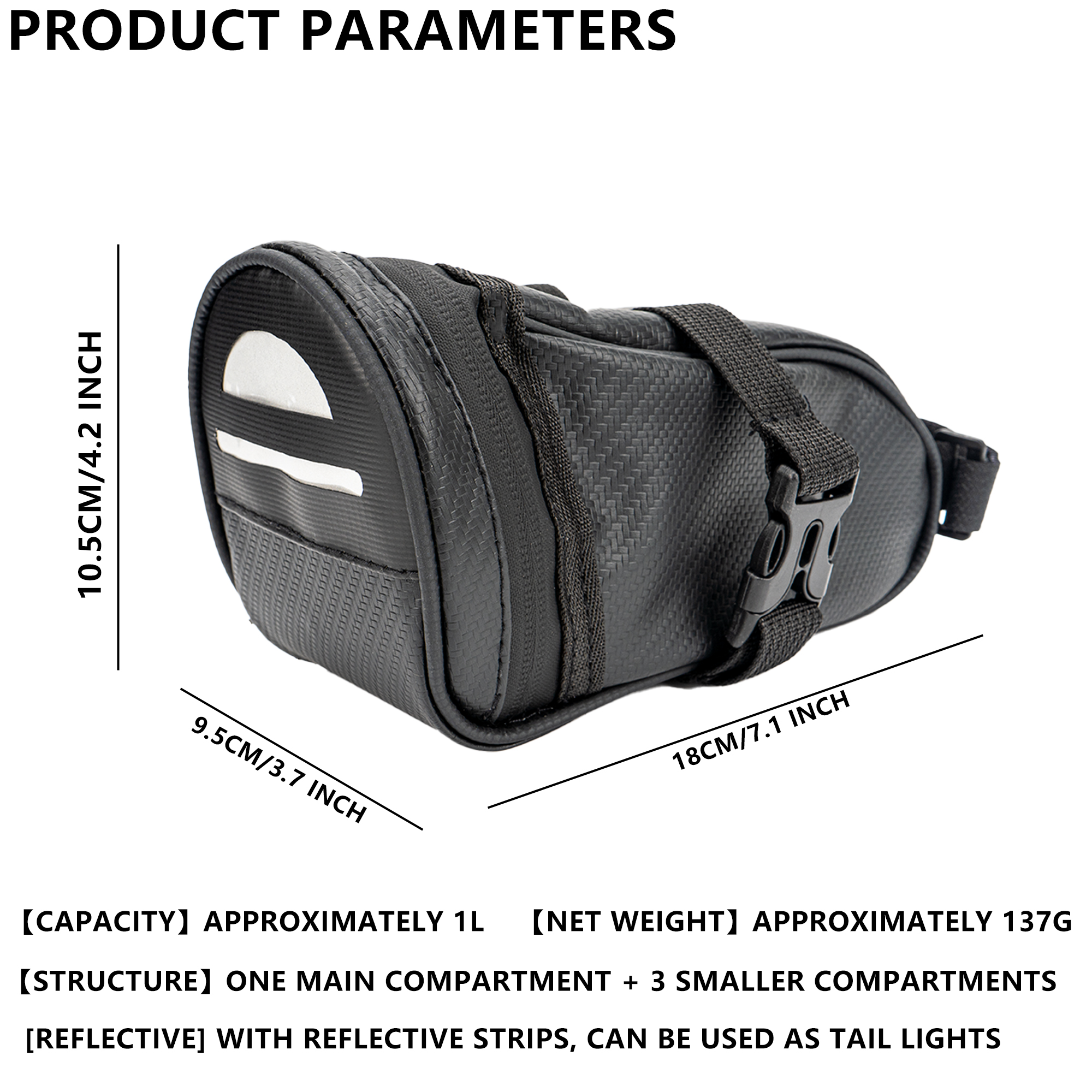 Bike Seat Bag– Waterproof Bicycle Saddle Bag with Reflective Strip, Compact Under Seat Bike Pouch for Road & Mountain Bikes - Image 5