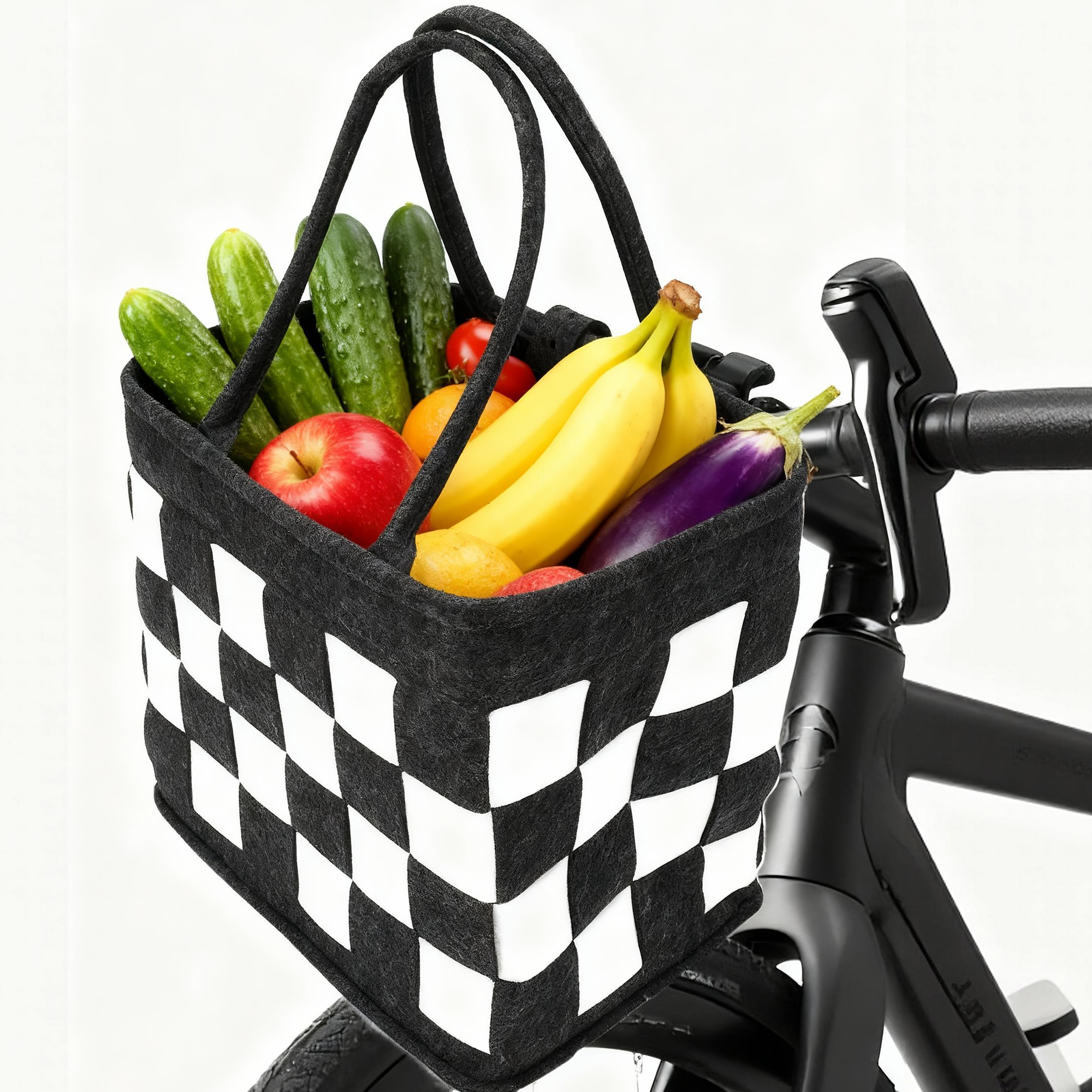 Bike Basket Front for Bike, Woven Felt Bicycle Handlebar Basket for Adults, Detachable Storage Basket for Commuting, Shopping, Picnic, Daily Riding Accessories