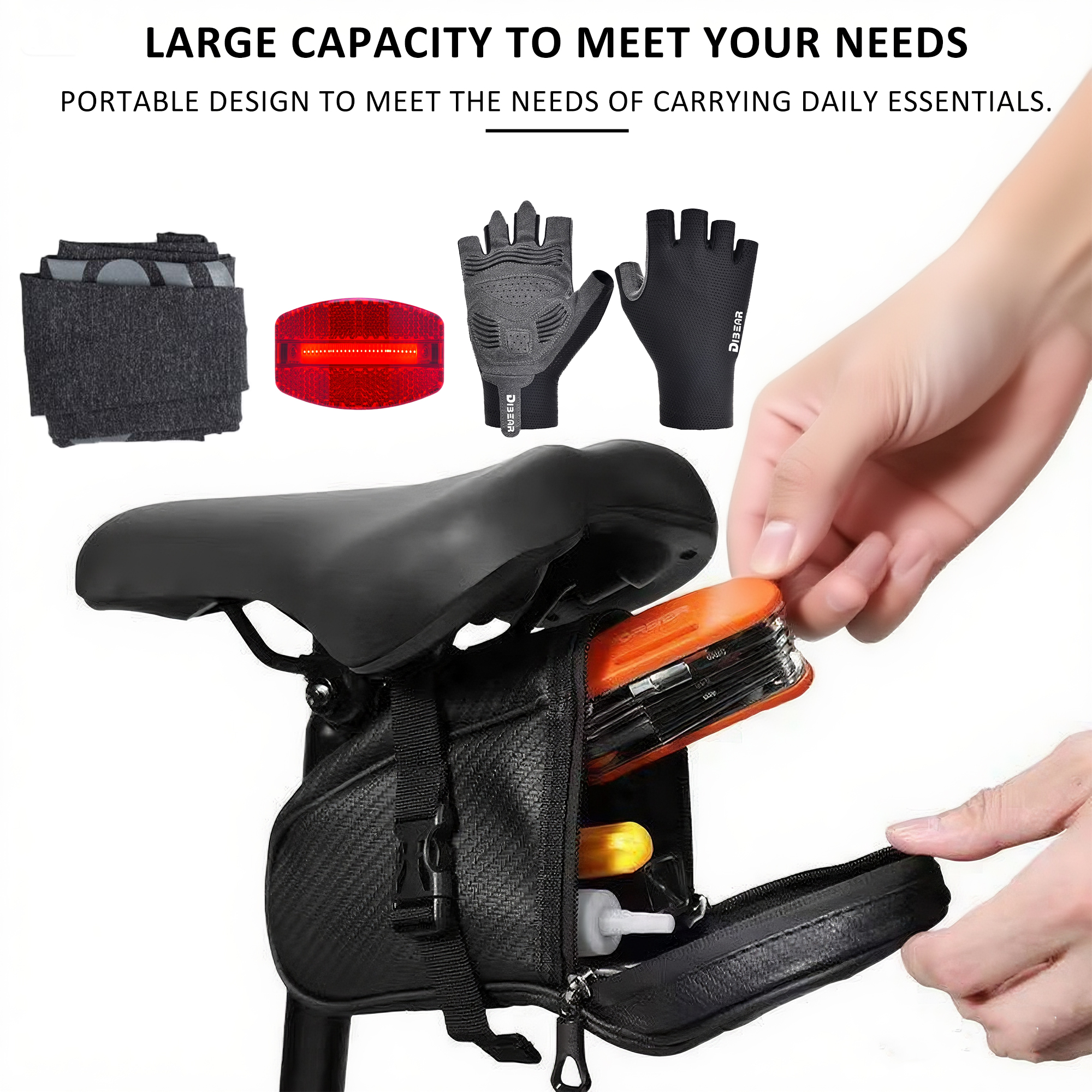 Bike Seat Bag– Waterproof Bicycle Saddle Bag with Reflective Strip, Compact Under Seat Bike Pouch for Road & Mountain Bikes - Image 4