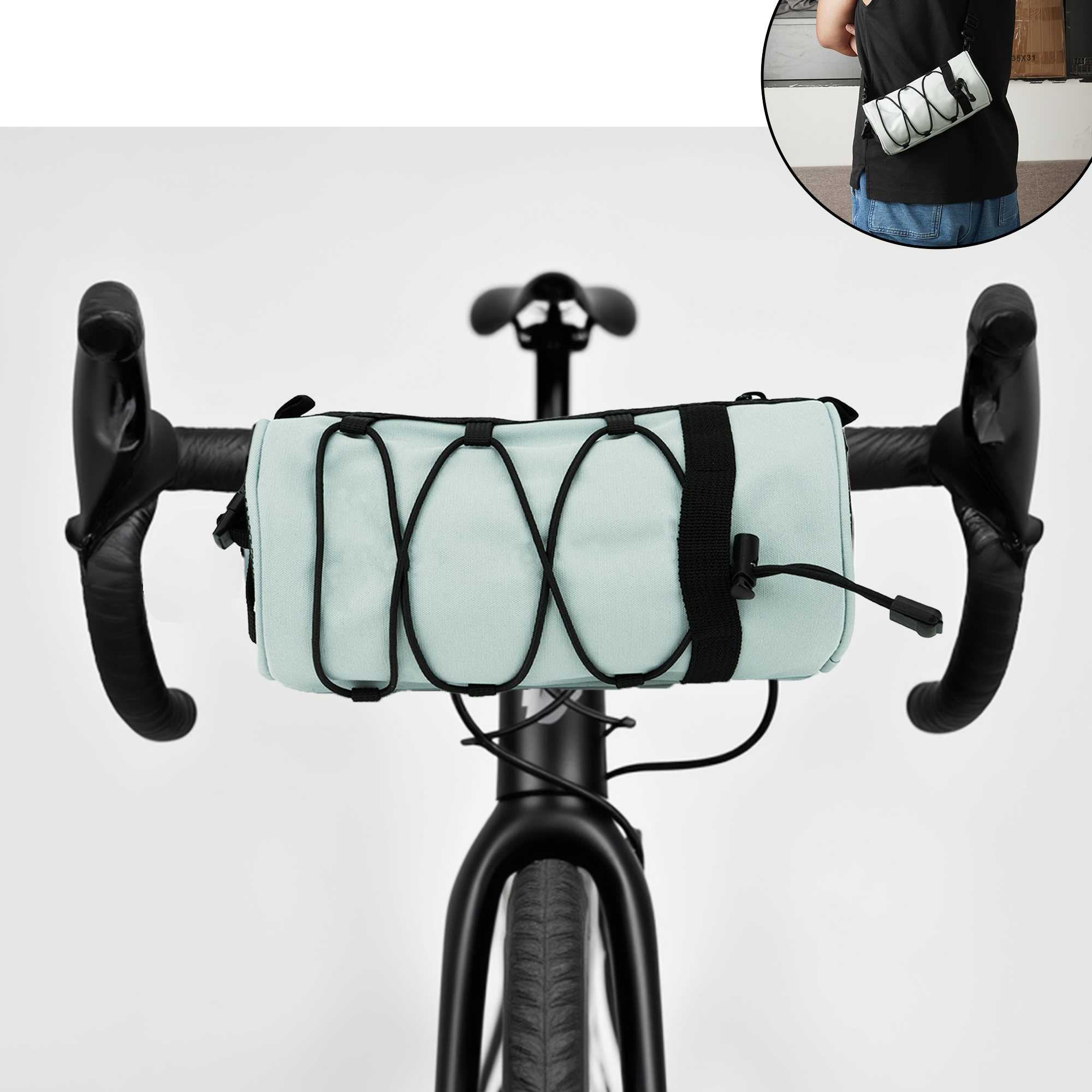 Bicycle Handlebar Bag for Adults – Waterproof Bike Front Bag with Side Pockets & Elastic Band, Cycling Handlebar Bag for Road, MTB & Commuter Bikes (Green)