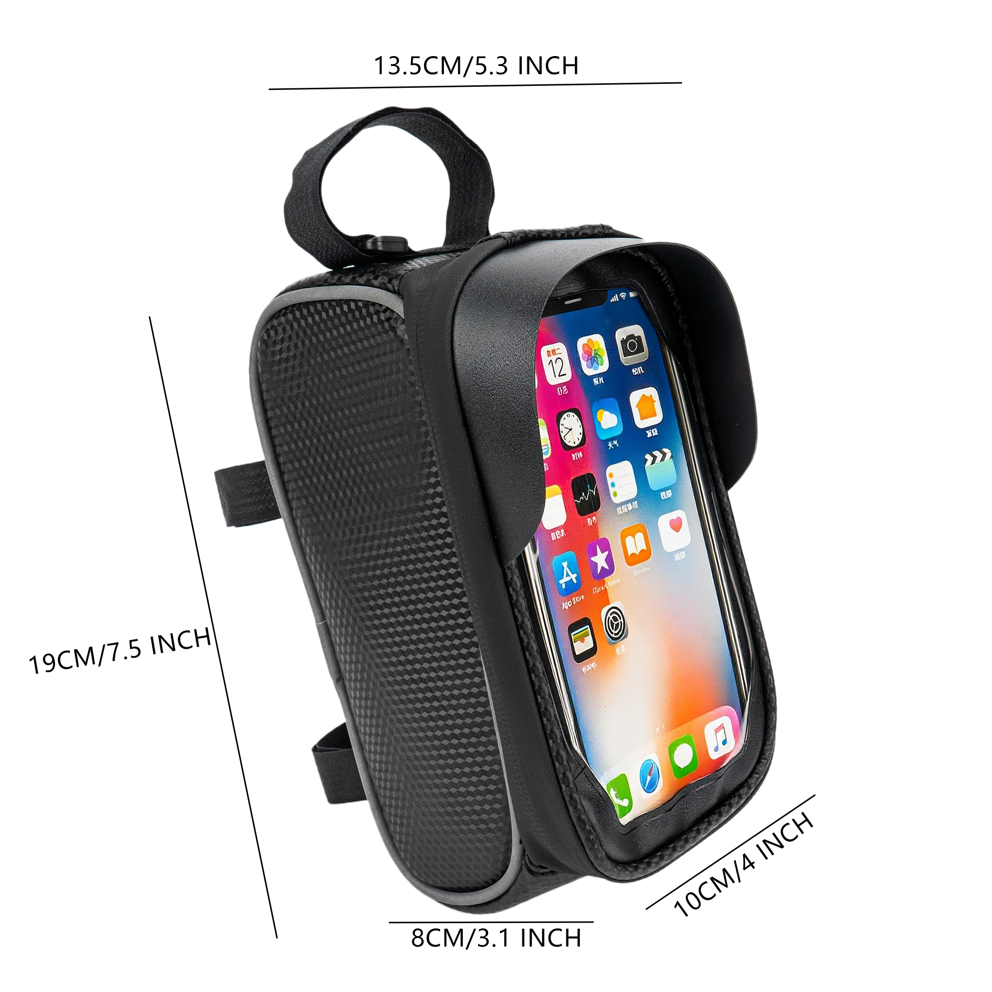Phone Mount for Bike, Waterproof Bicycle Phone Holder Bag with Sun Visor, Touchscreen Phone Case Fits Up to 7Inch Phones, Bike Frame Bag for Cycling Accessories - Image 6
