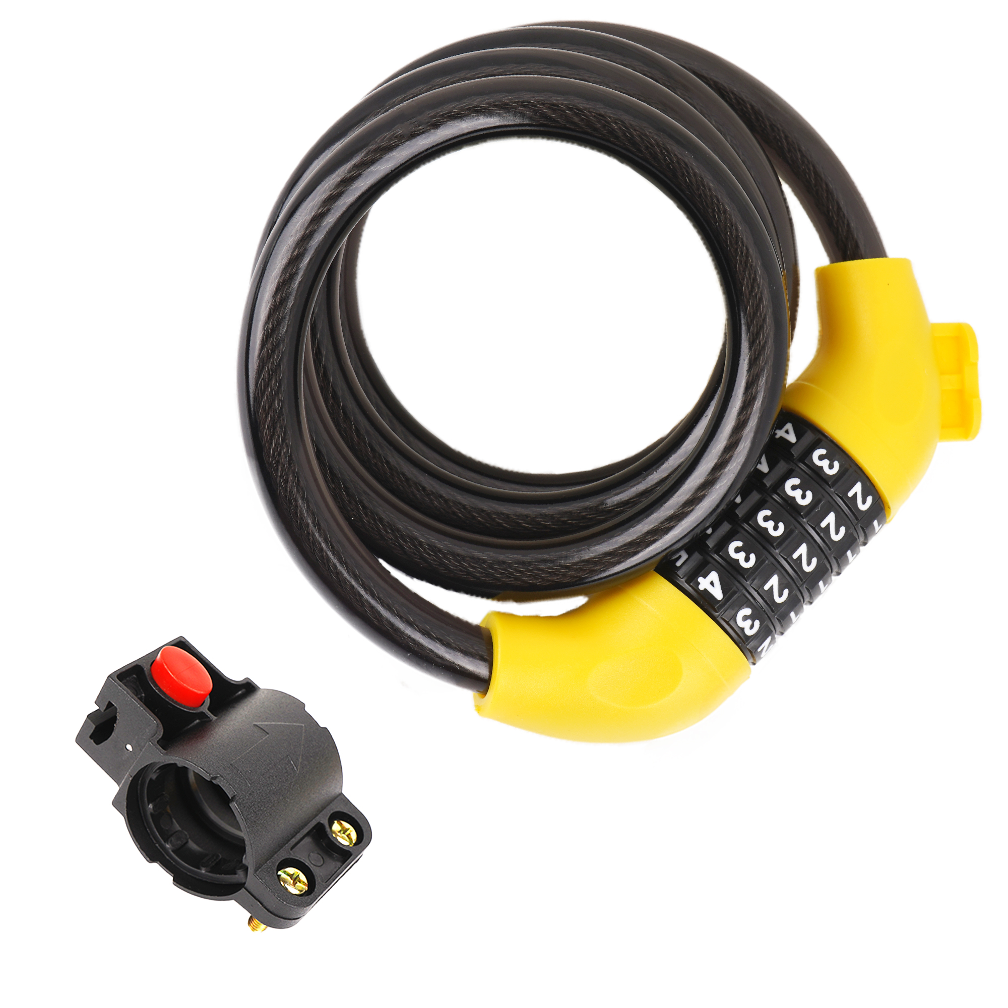 4-Digit Combination Bike Cable Lock, Portable Resettable Steel Cable, Yellow - Image 3