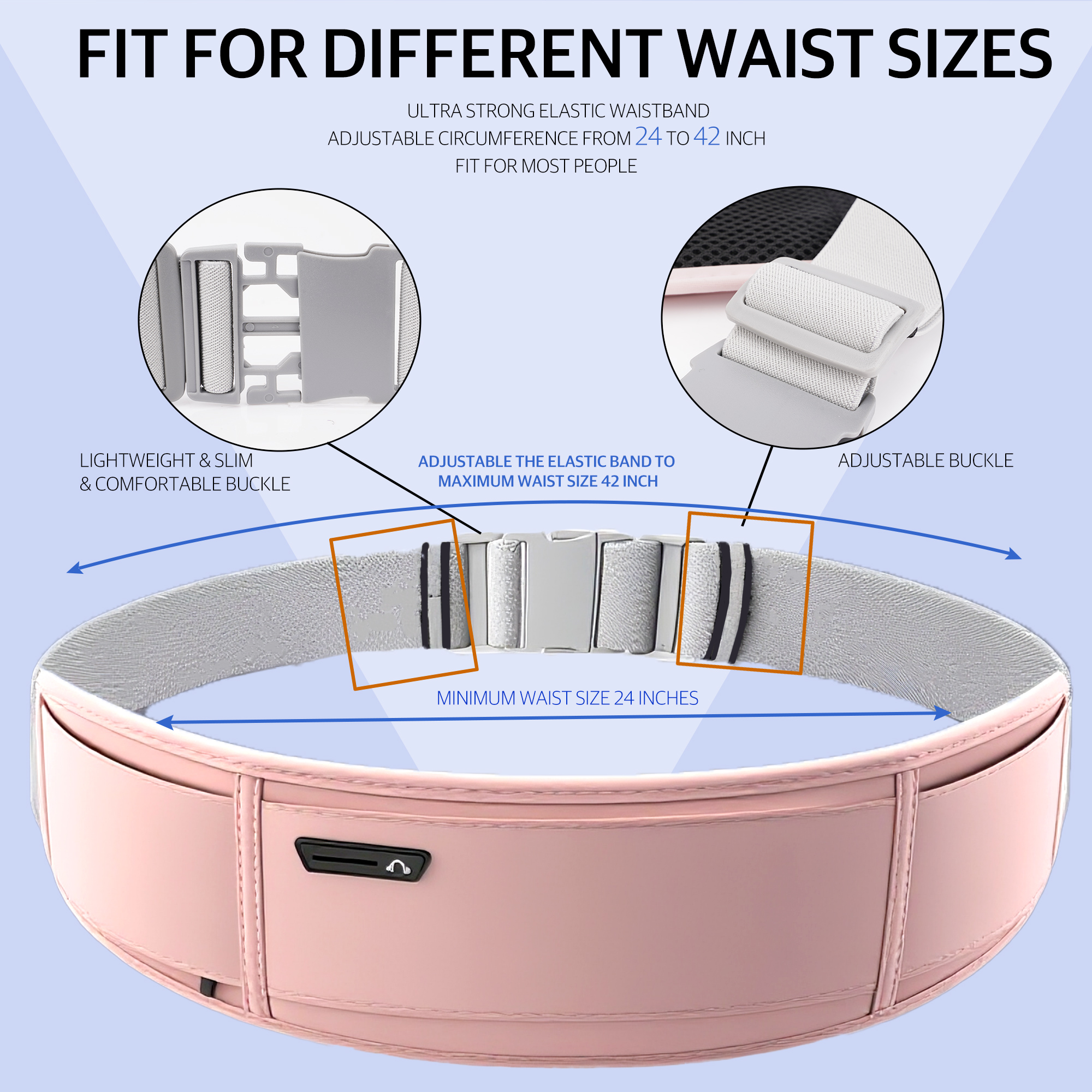 Running Belt for Phone – Adjustable Running Waist Pack with 3 Pockets Fits Up to 7.2 Inch Phones, Slim Running Fanny Pack for Men & Women Jogging Hiking Fitness (Pink) - Image 5