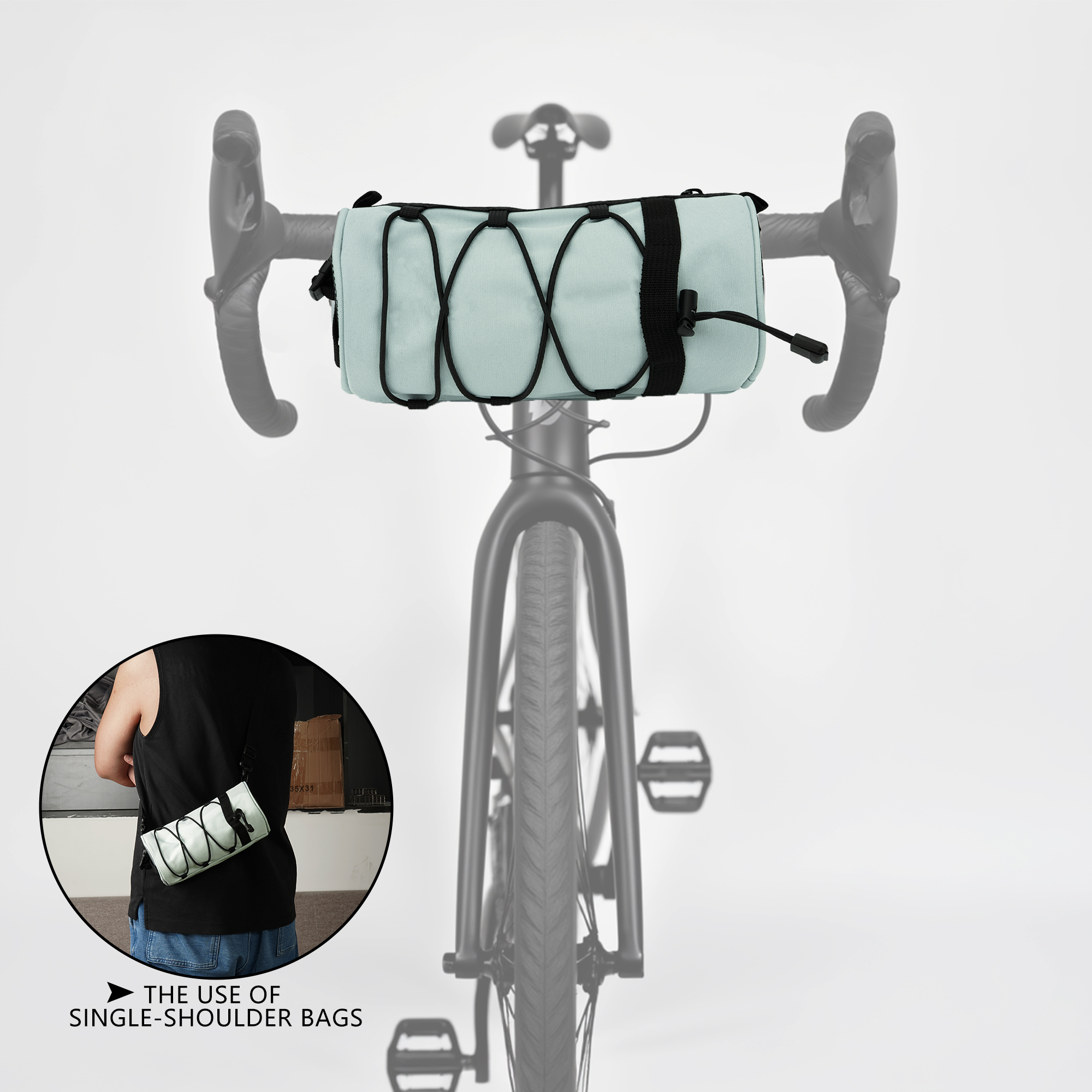 Bicycle Handlebar Bag for Adults – Waterproof Bike Front Bag with Side Pockets & Elastic Band, Cycling Handlebar Bag for Road, MTB & Commuter Bikes (Green) - Image 5