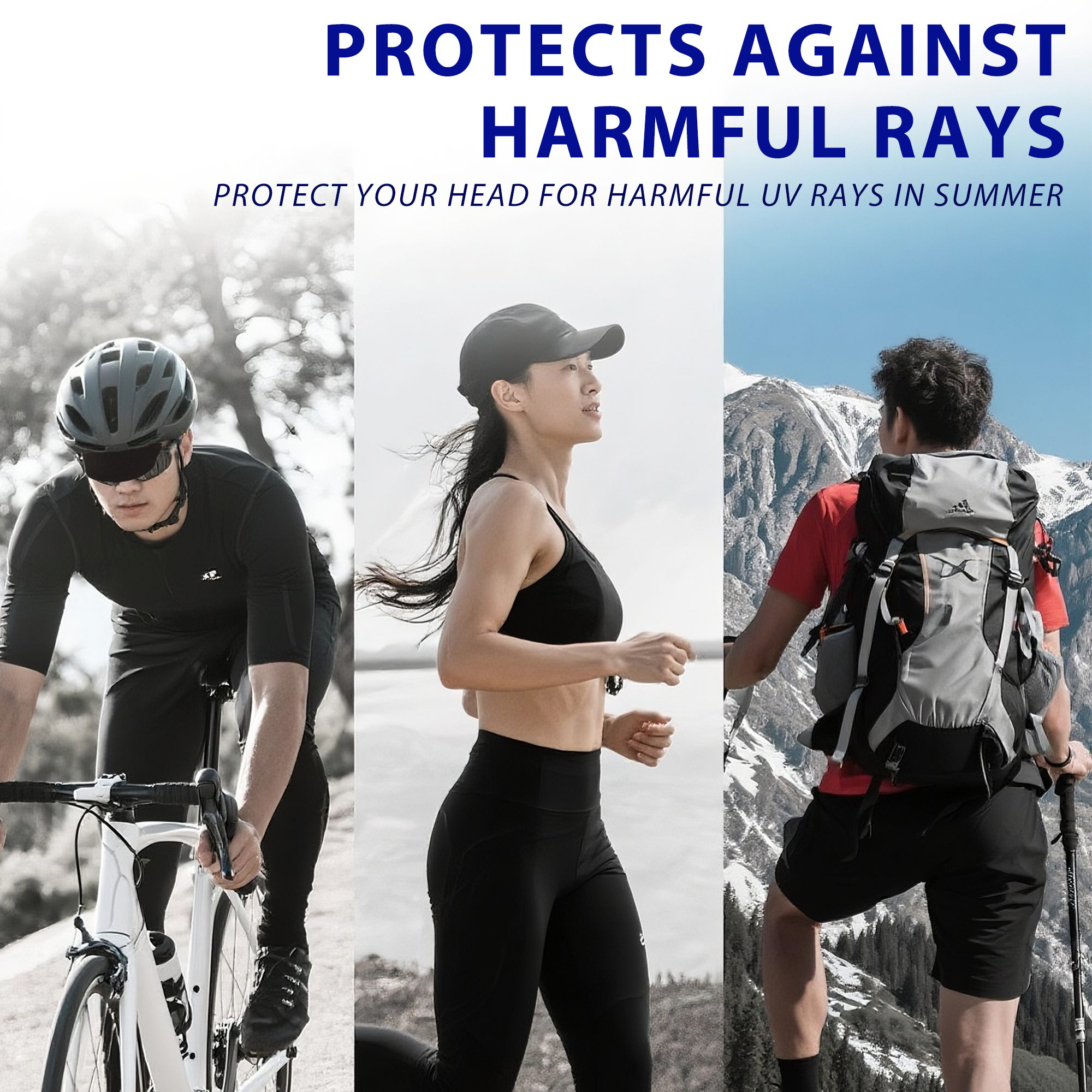 Mens Cycling Caps, Cycling Caps 2-Pack, Breathable Net-Weaving Mesh Under-Helmet Bike Hat with Short Brim, Black & Dark Blue, Lightweight Moisture-Wicking Unisex - Image 4