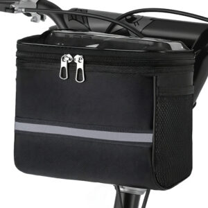 Bike Handlebar Bag – Waterproof Bicycle Handlebar Bag with Reflective Strip, Lightweight Front Storage Pouch for Road & Mountain Bikes, Easy Installation Cycling Organizer